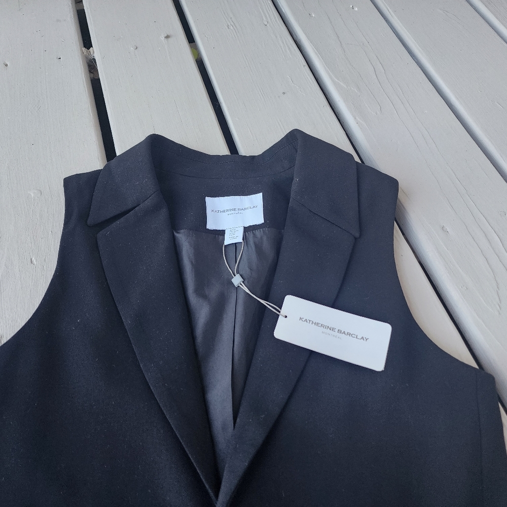 NWT M VEST Black Openfront long vest - Picture 4 of 16